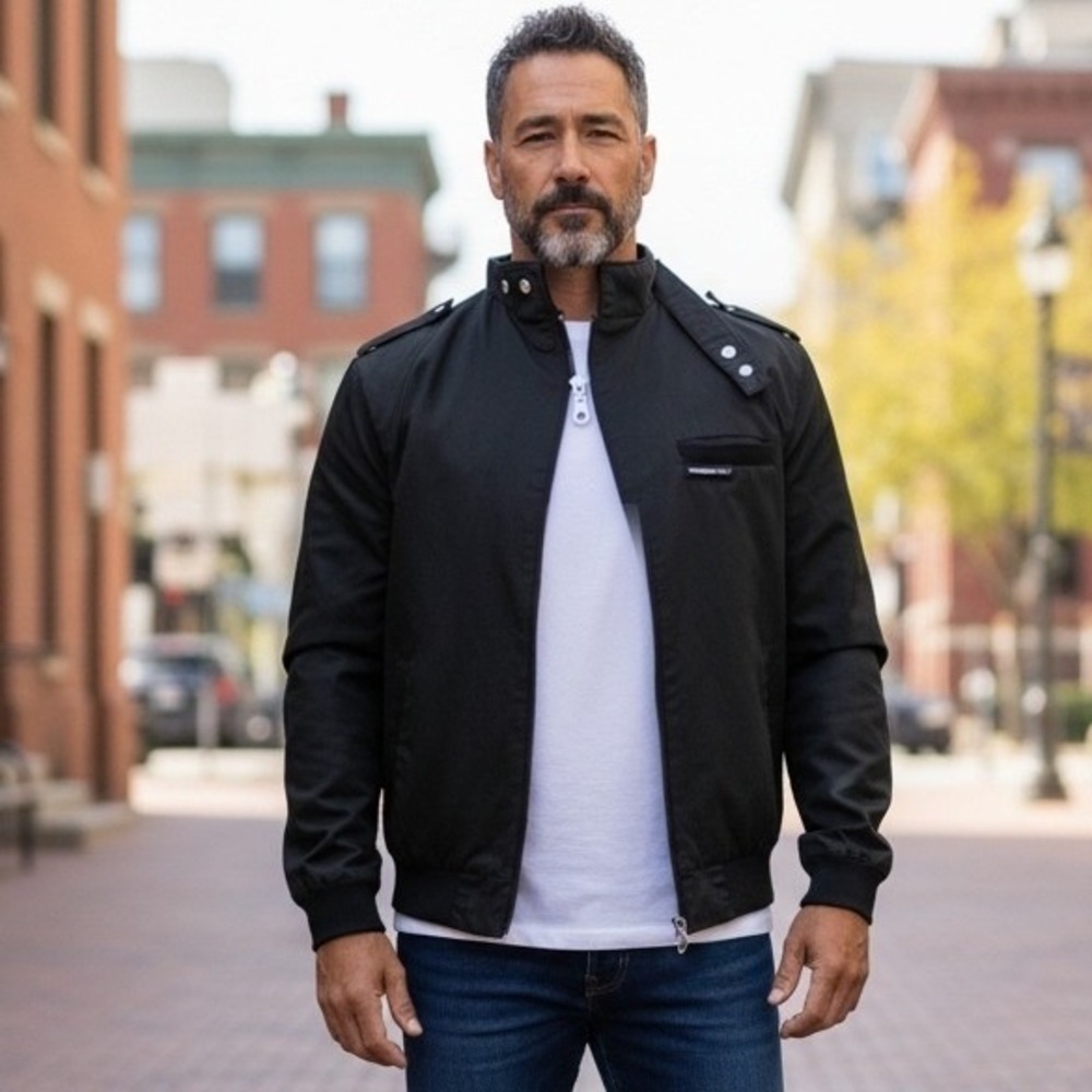 MEMBERS ONLY Black Iconic Racer Jacket M Travel Classic Retro Biker 80s Moto